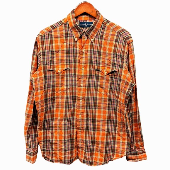 Ralph Lauren Other - Ralph Lauren Button Down Shirt Men's Large Orange Plaid Long Sleeve Preppy